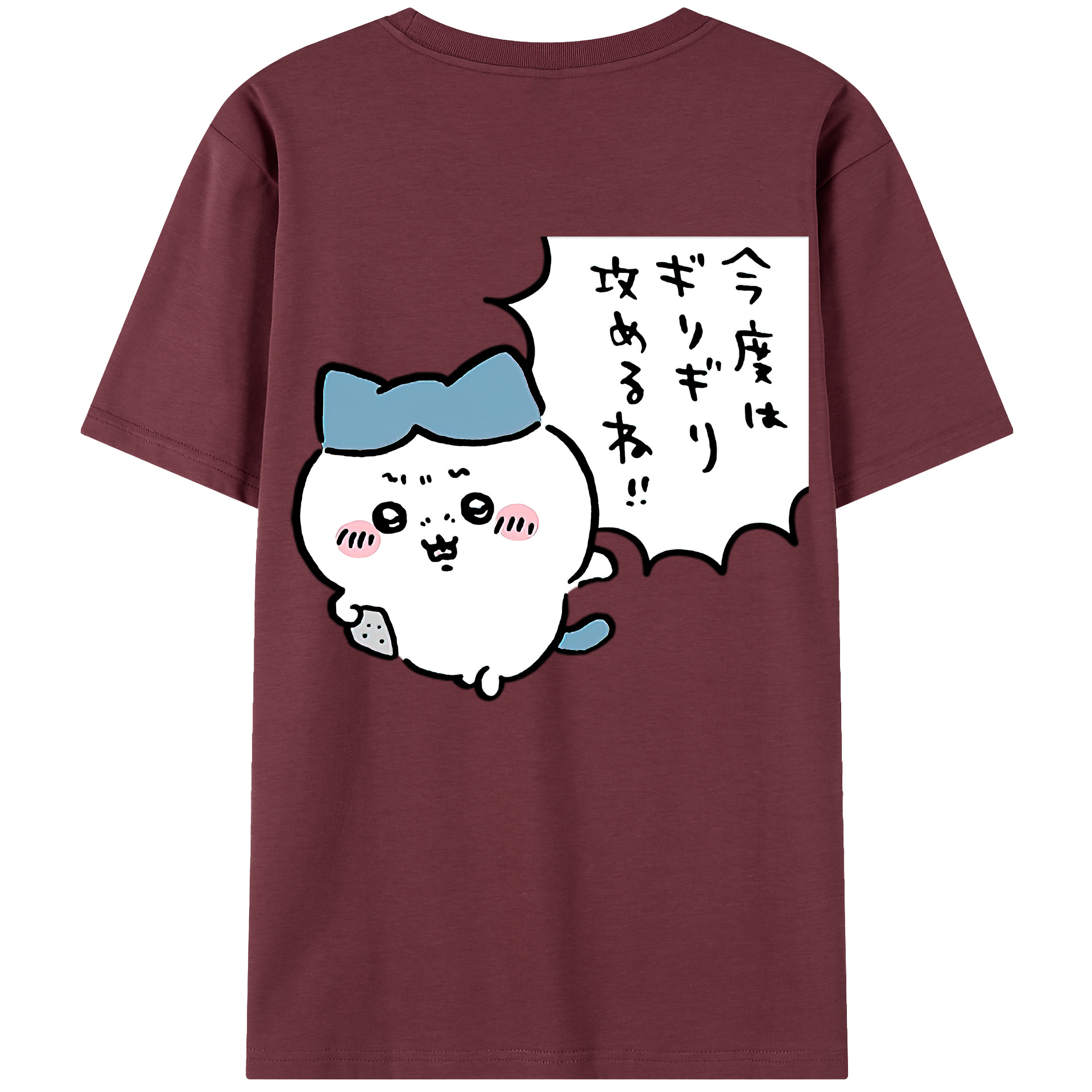 （画像用） ちいかわ ハチワレ Chii-kawa hachiware 綿100％半袖Tシャツ（背面プリント）
